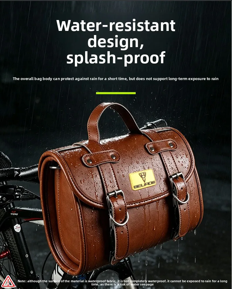 4,6L Wasserdichte Retro-Punk-Stil Fahrrad-Lenkertasche, Vordere Aufbewahrungstasche für Mountainbike, Faltbares E-Bike, Roller – Detail 5