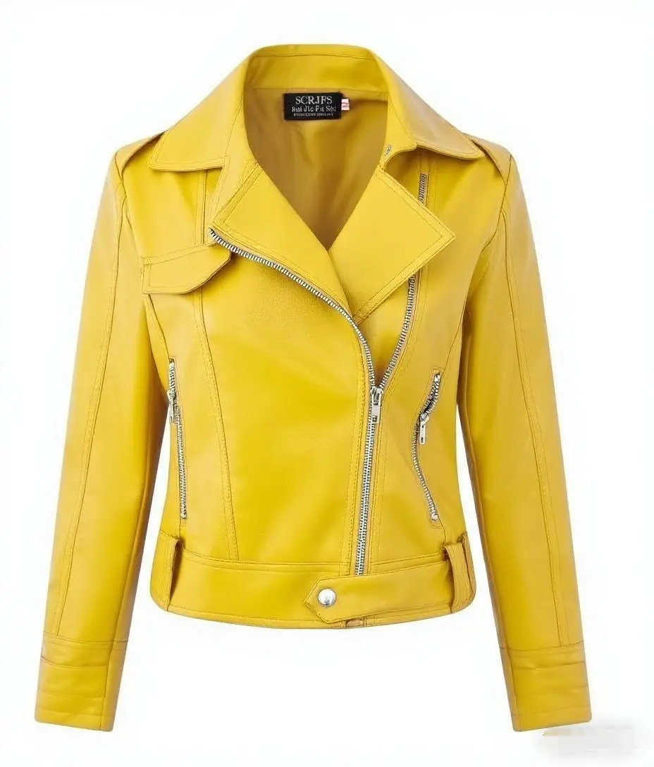 2025 الربيع والخريف النسخة الكورية العادية سليم صالح جديد puPU المرأة سترة جلدية قصيرة قاطرة المرأة سترة جلدية