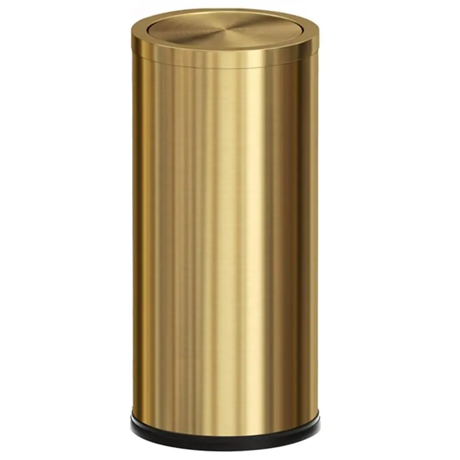 

8GAL Gold Brass Kitchen Trash Can,Tall Commercial Garbage canLarge Capacity FILP lid Trash can for Kitchen,Shopping mall,Elevato
