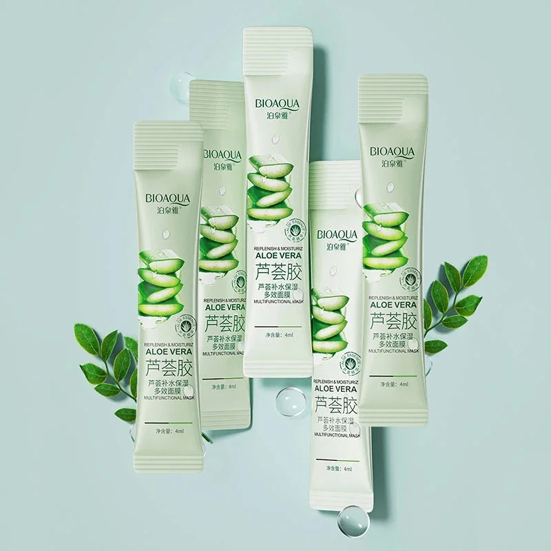 5pcs Aloe Vera Gel Portable Facial Mask Soothing and Repairing After Moisturizing Hydrating Shrink Pores Sleep Mask Skin Care
