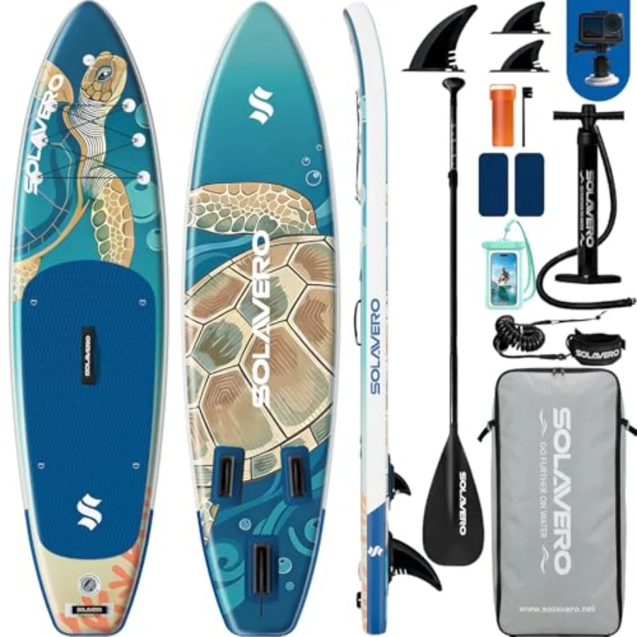 

Stand Up Paddle Board 11' Inflatable SUP for Adults PVC Material Blue 500LB Capacity Non-Slip EVA Deck Wide Stable Design for A