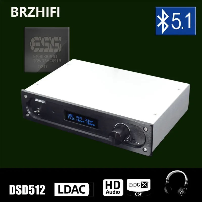 

BRZHIFI SU3B ES9038PRO ES9028PRO Asynchronous Decoder DSD512 Amanero USB DAC Amp Bluetooth 5.1 Fully Balanced DAC Output Decoder