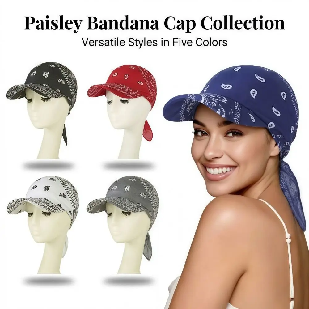 

New Wide Brim Baseball Caps Head Scarf Lightweight Breathable Sun Visor Turban Pre-Tied Bandana Scarf Cap Women Outdoor
