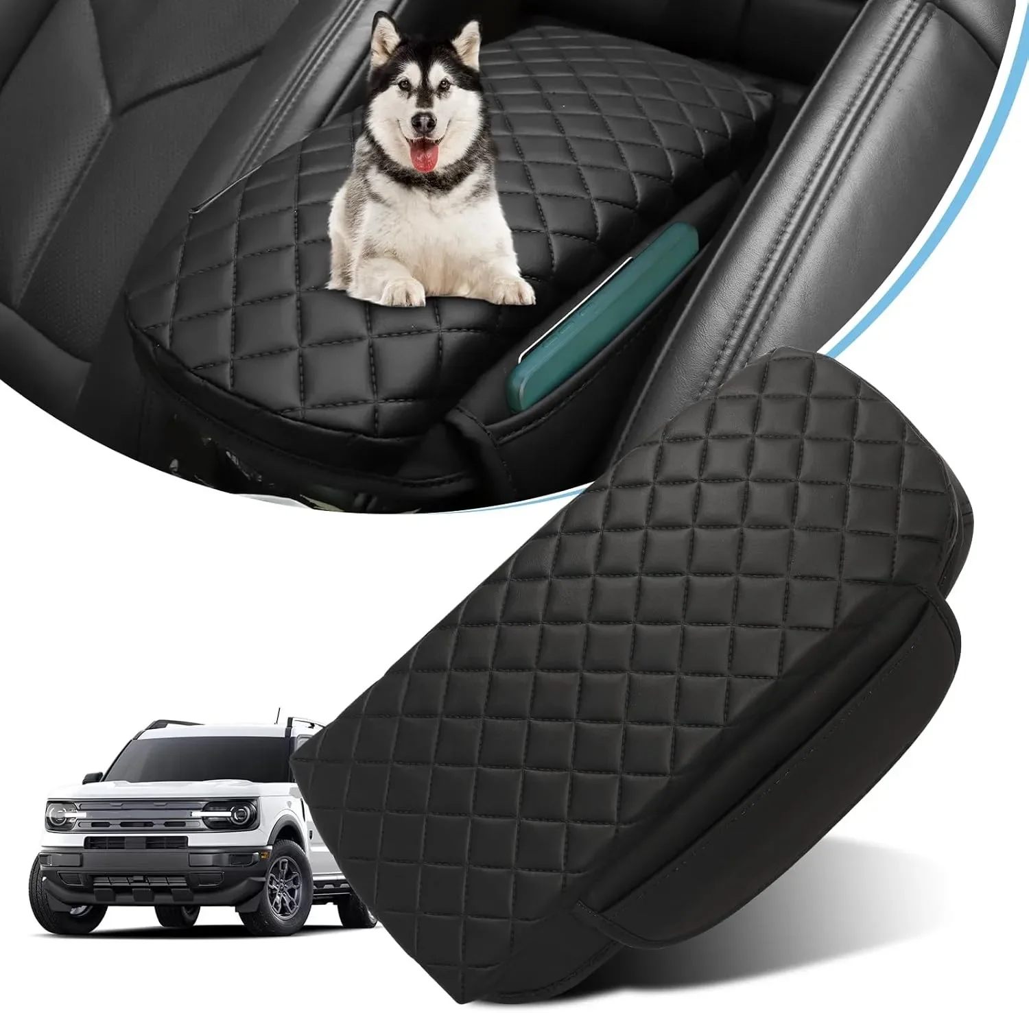 For Ford Bronco Sport 2021-2025 2/4 Door Only Center Console Armrest PU Anti-Scratch Protective Cover Interior Replacement Lid