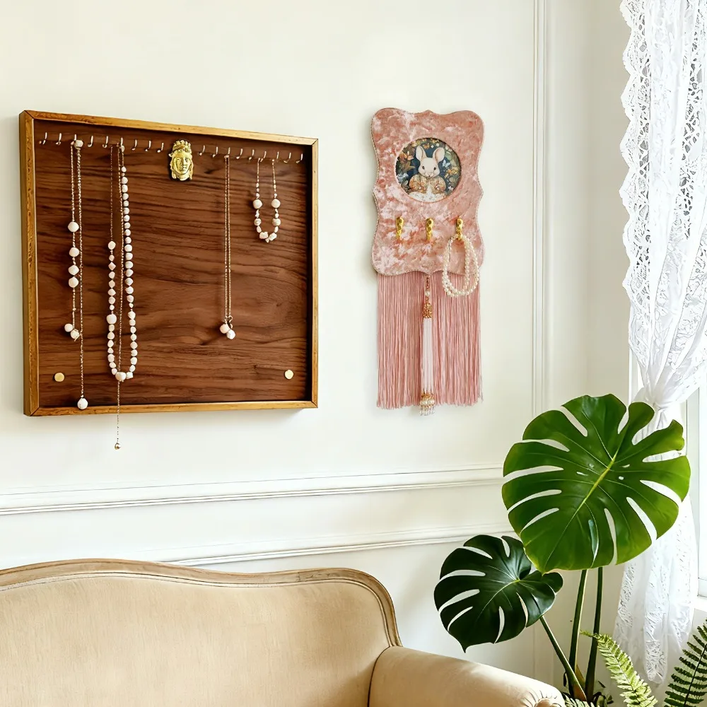 Pink Alice Style Hook Hanging Painting Retro Decorative Painting Picture Frame Pearl Tassel Photo Frame Album