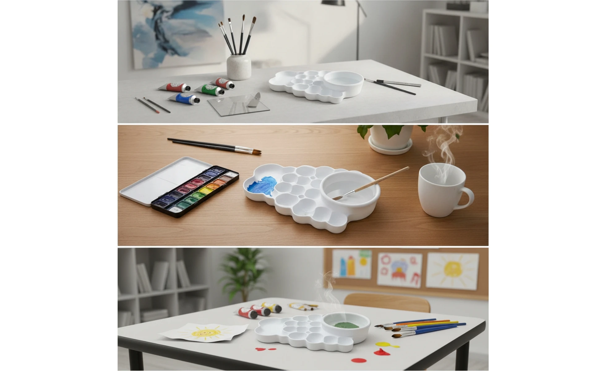 Cloud Paint Palette Long-Lasting Palette with Mixing Wells Art Supply Glossy Molded for Painters, Studio Painting, Sketching
