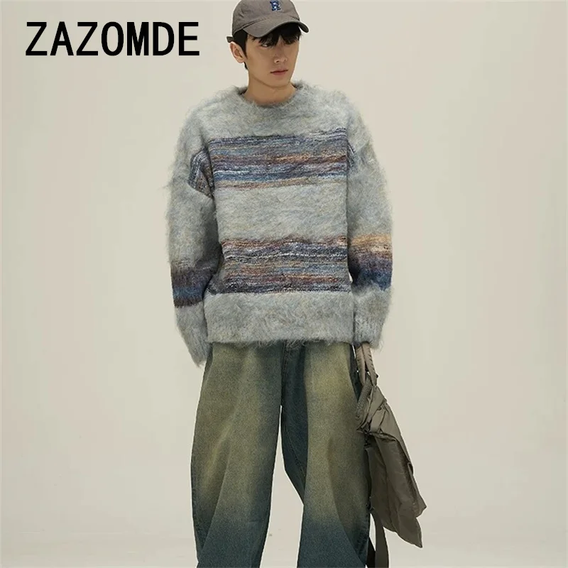 ZAZOMDE-Pull Dégradé pour Homme, Streetwear, Hip Hop, Y-Harajuku, Couple, Vêtements, Automne, Hiver, Nouveau