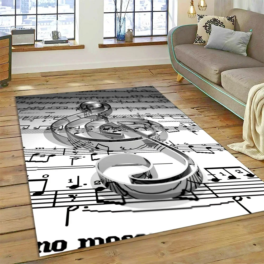 3D Musical Note Music Art Area Rug Large Carpet for Living Room Bedroom Show Room Doormat Home Decor Child Non-slip Floor Mat