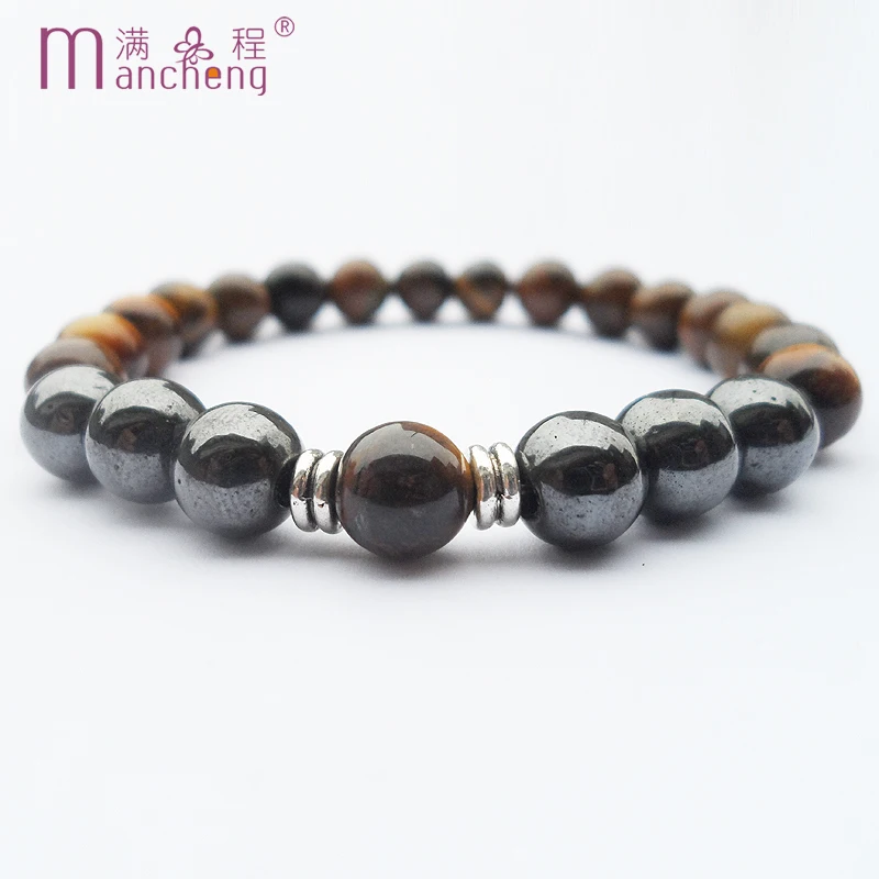 sokolov Natural Stone Tigers Eye Hematite Charm Pulsera Hombre For Women Period Fitness Sleep Tracker Health Bracelets Man