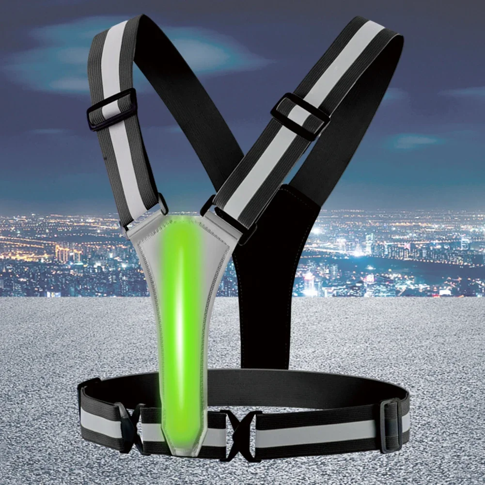 Safety Vest USB Rechargeable Adjustable & Elastic High Visibility Running Vest LED Safety Running Vest for Runners Night Walking