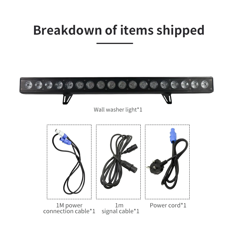 Led Bar DMX 18x18W RGBWA UV 6 in 1 Wall Wash Light Strip DMX Line Bar Light Indoor Flow Lighting Effect