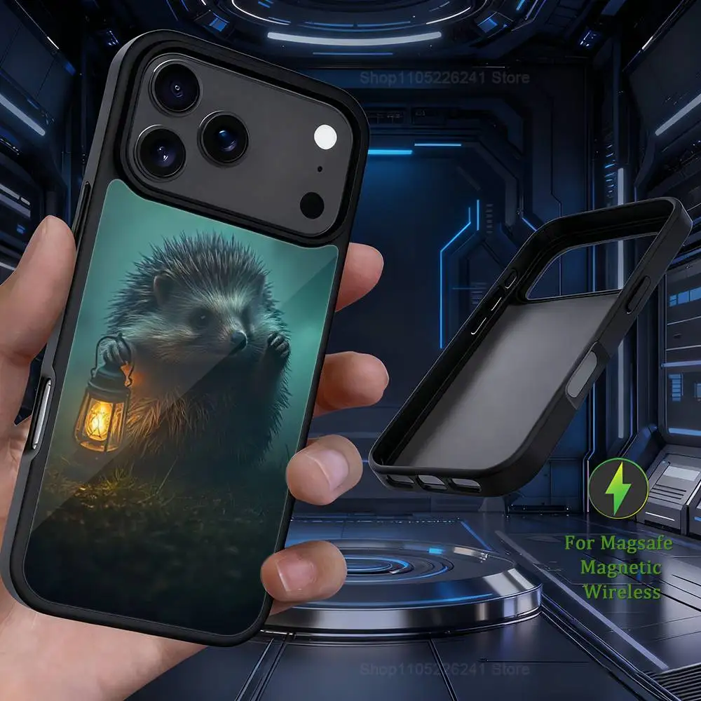 Cute Small Animals Hedgehog For iPhone 12,14,11,15,13,16,17,For Magsafe,Plus,Mini, Pro,Max,Magnetic Wireless Charging Case