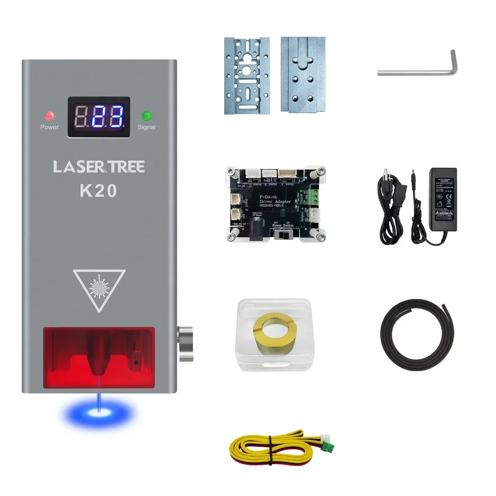 LASER TREE K20 20W Modulo laser a potenza ottica con assistenza aerea 450nm Luce blu Taglio laser Attrezzatura per incisione Strumenti fai da te