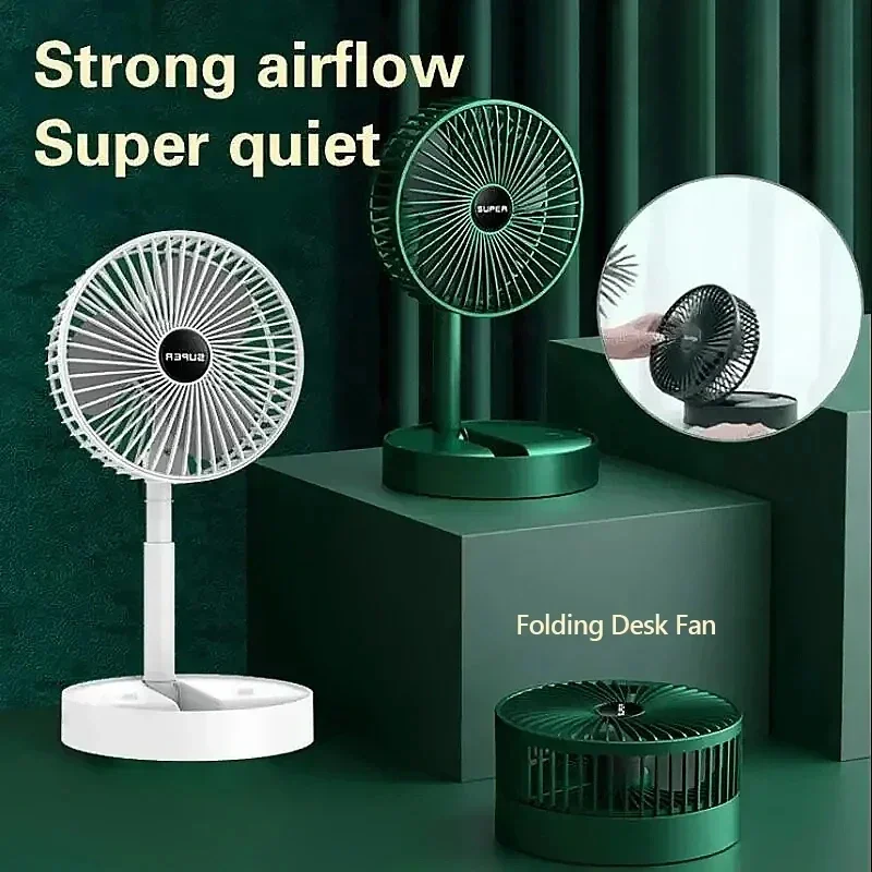 New Adjustable Folding Fan Small Cooling Handy Desk Low Noise Home Charging USB High Duration Standby Mini Electric Fan