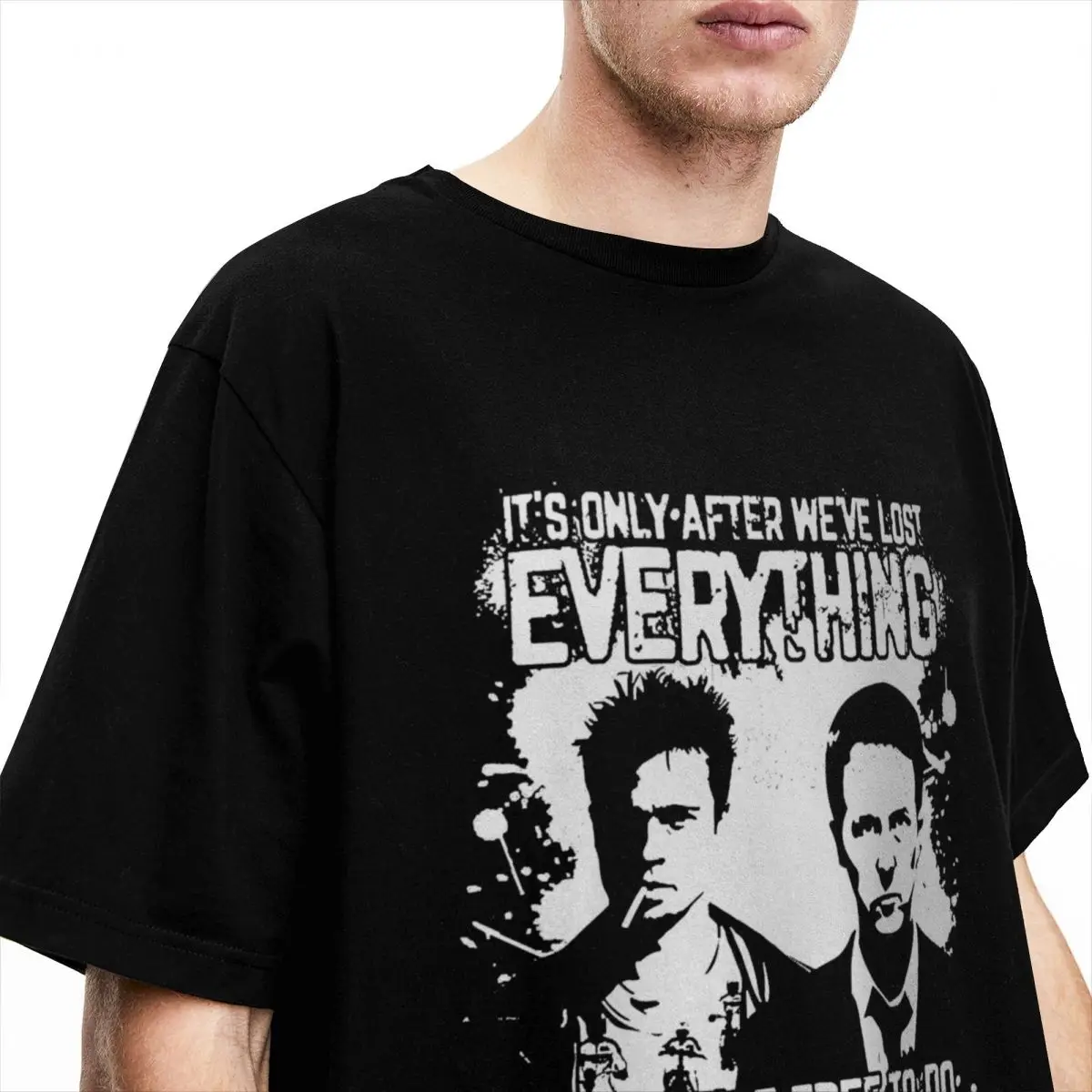 Fight Club Quote T Shirts Men\'s Pure Cotton Crazy T-Shirts O Neck Tyler Durden Tee Shirt Short Sleeve Clothes Gift Idea