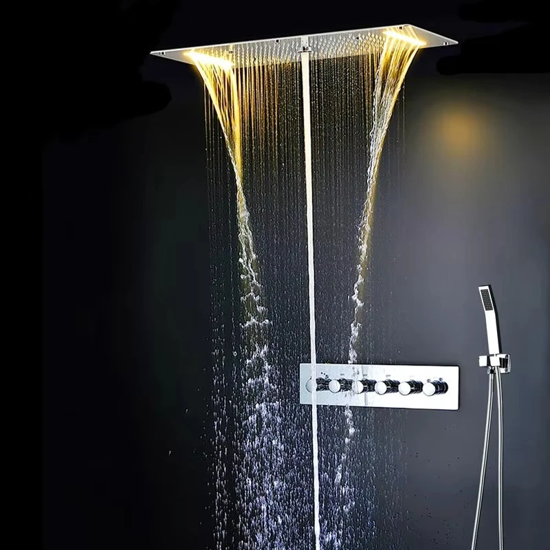 Hot and Cold LED Shower 304 SUS Ceiling Large Shower Set Rainfall, Waterfall, Column , Mist