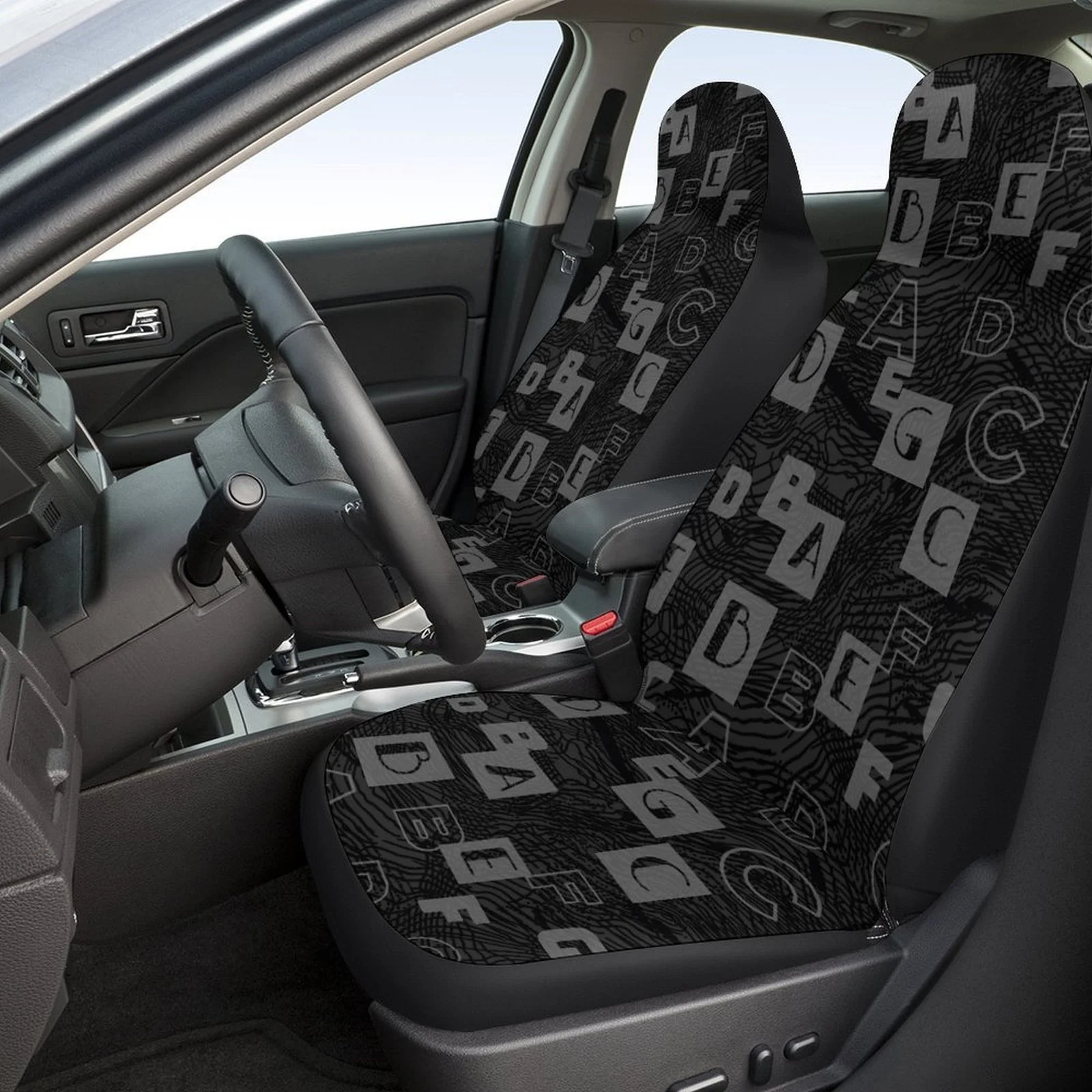 2pcs Of Breathable And Non-Slip Car Front Covers With A Casual Letter Design.