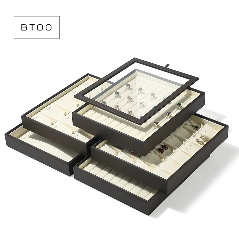 Jewelry Storage Box Organizer - Lid Necklace Ring Earring Case Display Tray - Ring Earring Box Necklace Jewelry Case