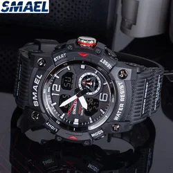 SMAEL Outdoor Transparent Watch Men's Outdoor Cool Dual Display Waterproof Glow Electronic Watch 8007