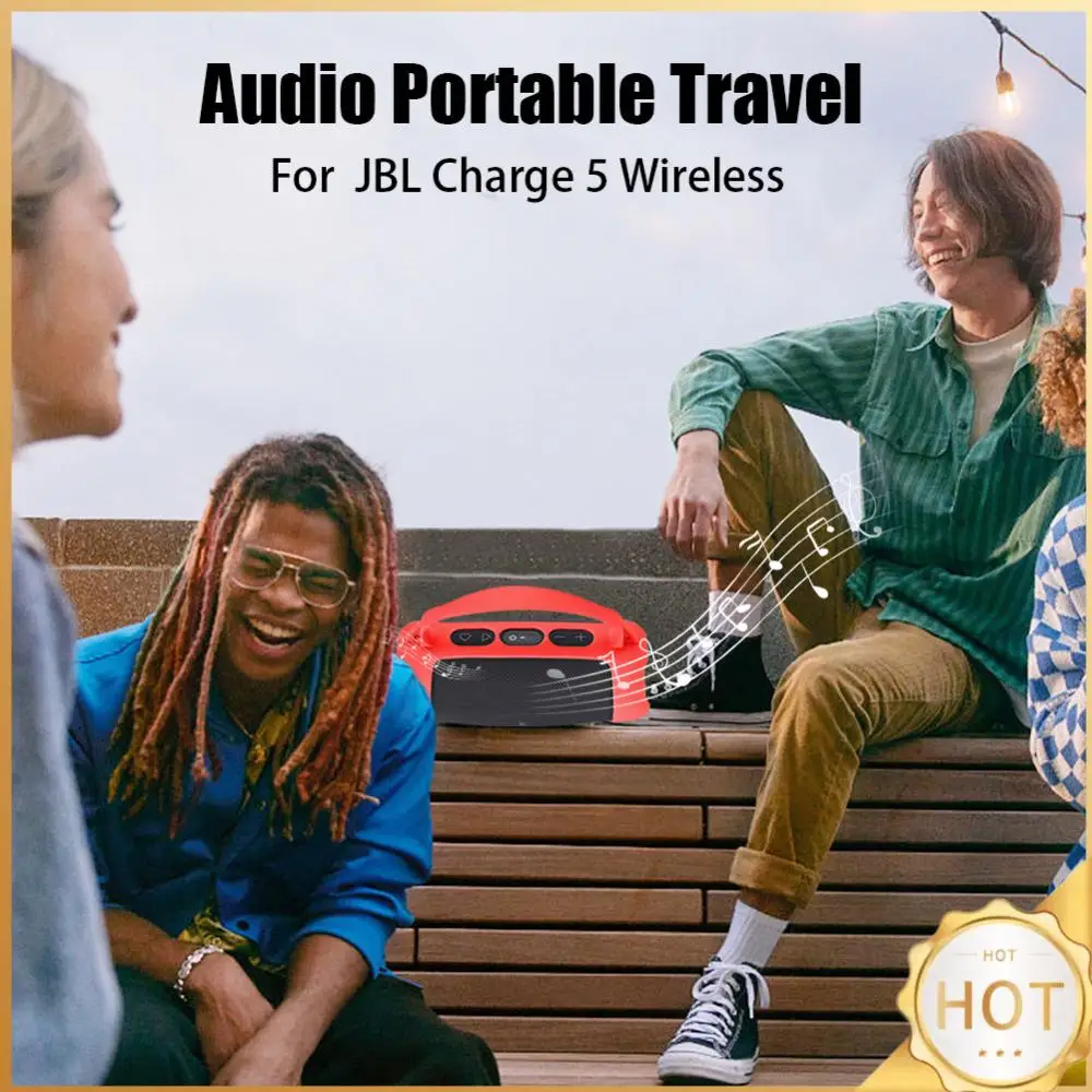

Silicone Cover Case Shockproof Protective Skin Case Anti Drop with Shoulder Strap for JBL Charge 5 Wi-Fi & JBL Charge 5 Speaker
