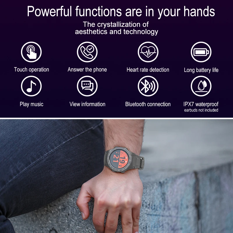 Aipower – montre connectée 2 en 1, véritable oreillettes sans fil, Bluetooth 5.1, Bracelet numérique de sport, moniteur de fréquence cardiaque, W26