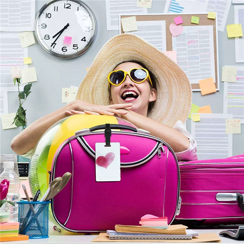 B21B 40PCS Sublimation Leere Gepäck Tags Leere Reisetasche Gepäck Tags Mit Riemen Doppelseitige MDF Koffer Label Tag