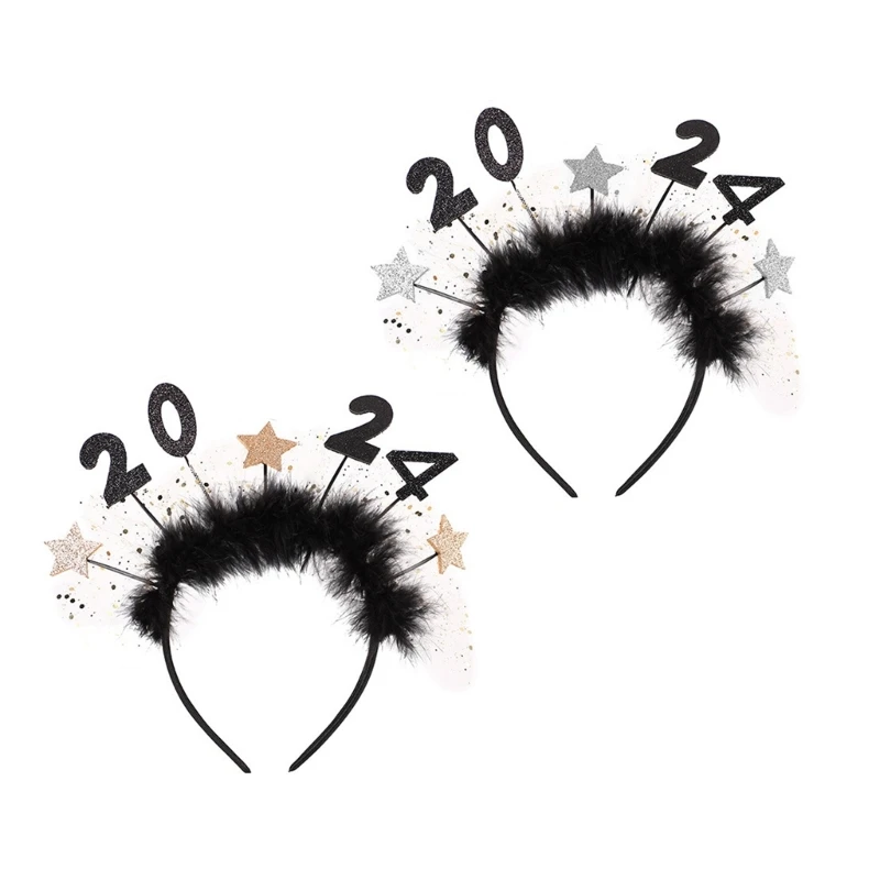 2024 Headband New Year Headband 2024 Star Headband New Year Hair Hoop Party Headwear Happy New Year Hair band Women Girl