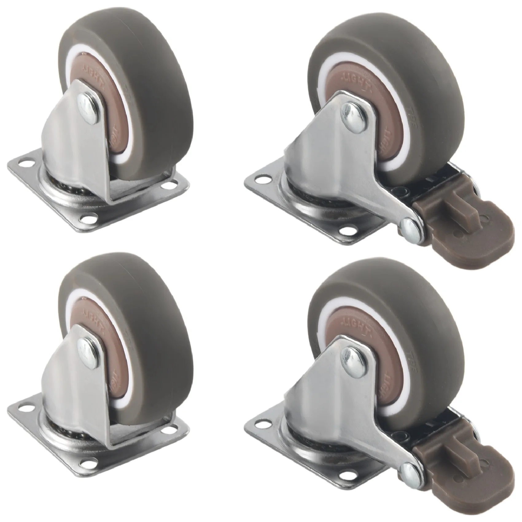 B14C 4Pack 2Inch Furniture Crib Casters Cabinet Clamp With Brake Wheels Soft Rubber Swivel Caster Furniture Hardware Fittings