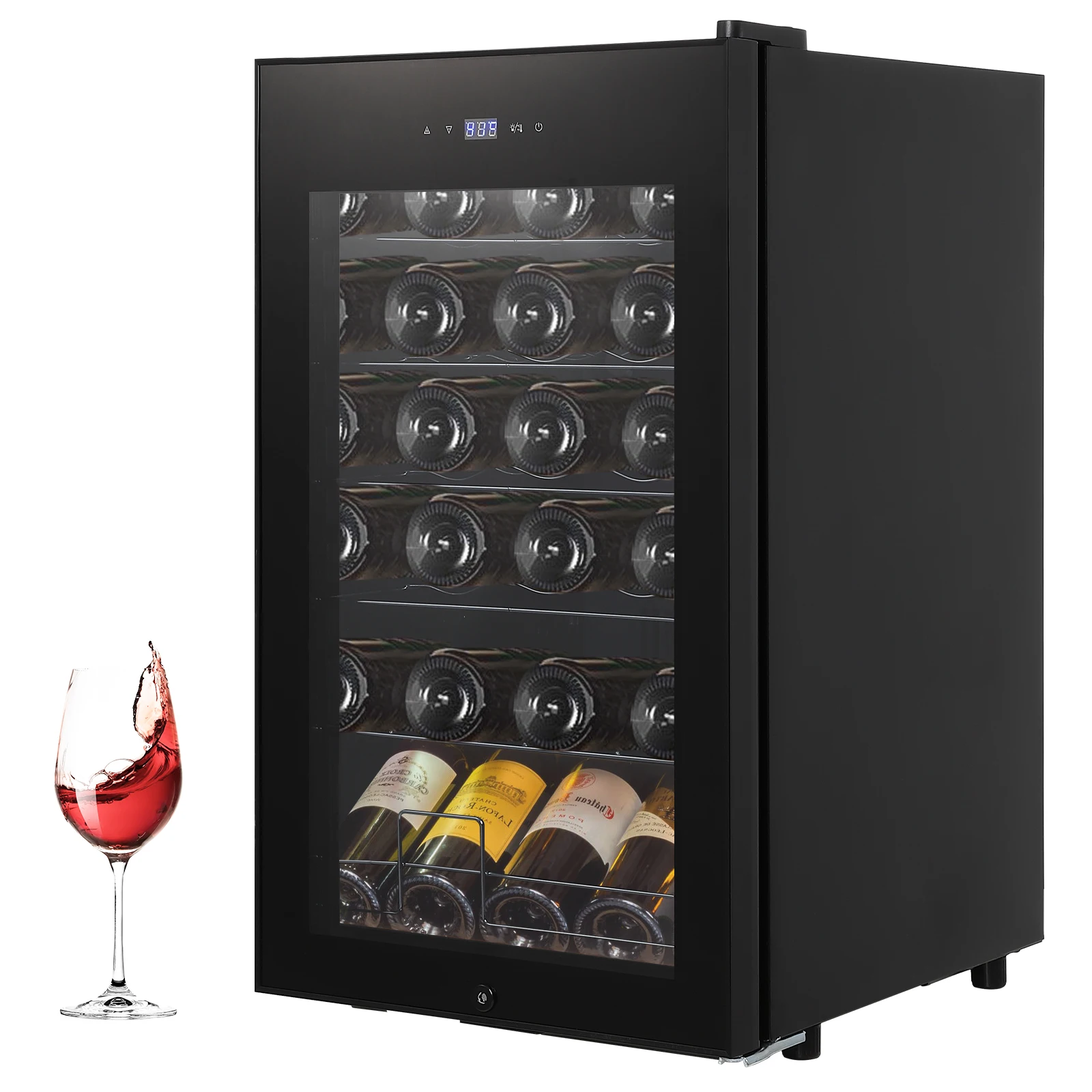 

Wine Cooler Refrigerator 24 Bottles Compressor Freestanding Beverage Wine Fride for Red, White, Champagne or Sparkling Wine