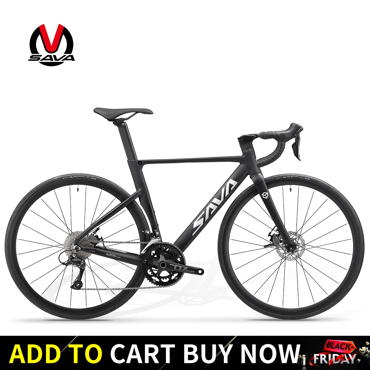 SAVA R08-R3000 Carbon Fiber Road Bike Dual Disc Brake Bicycle 700c with SHIMAN0 SORA R3000 18 Speed