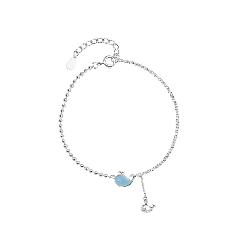 Luxury Designer Real 925 Sterling Silver Ankle Bracelet for Women Quality Lovely Whale Dolphin Decorative Lady Anklet