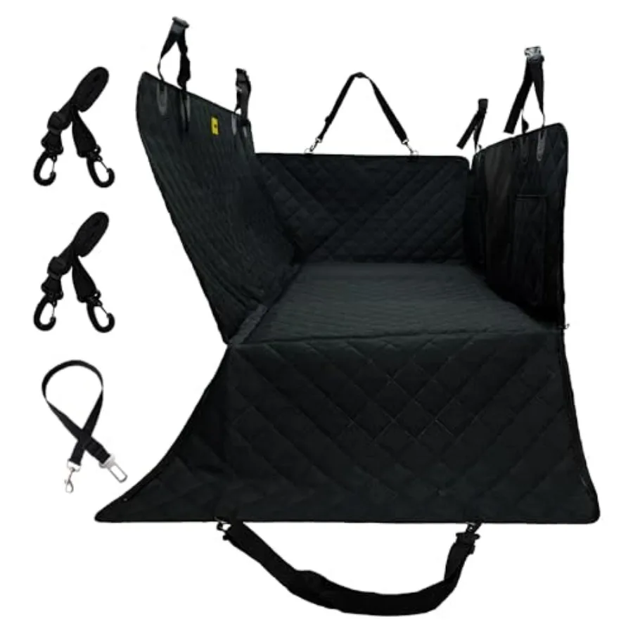 

Dog Car Seat Cover with Hard Bottom Waterproof Back Seat Extender for Cars/SUVs/Small Trucks Upgraded Comfort Hammock Anti-Scra