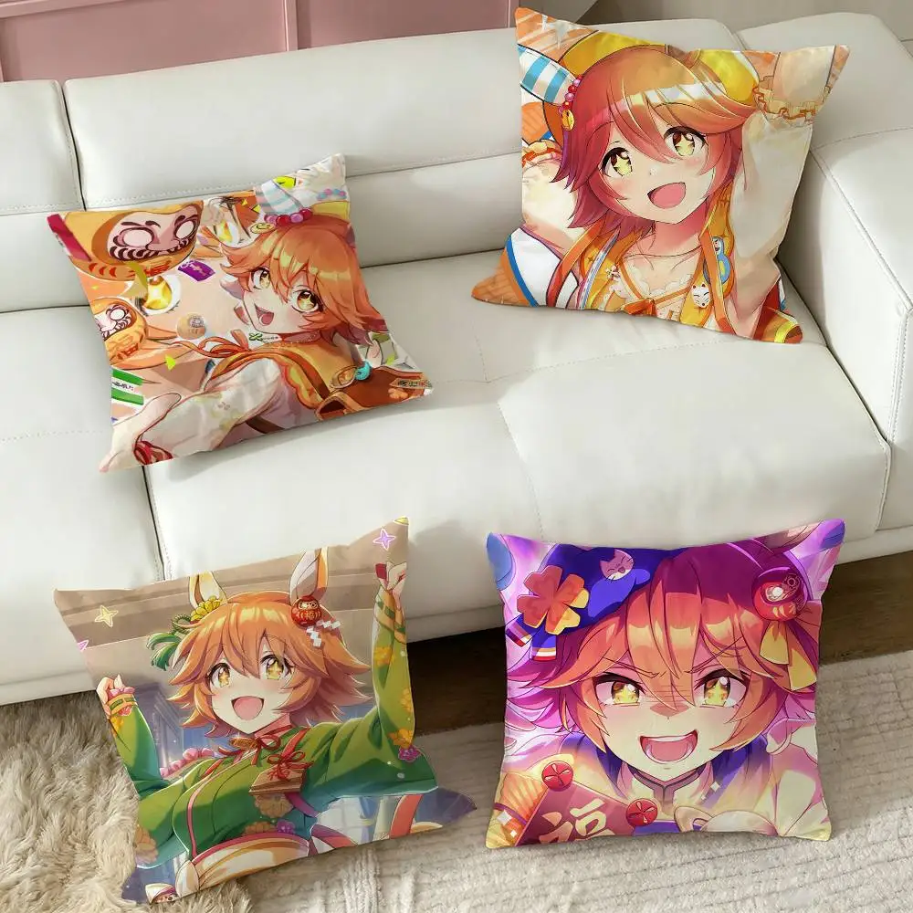 Matikanefukukitaru Umamusume  Square Double-Sided printed Pillow Case Bedroom Bedside Pillow Sofa Cushion Cover