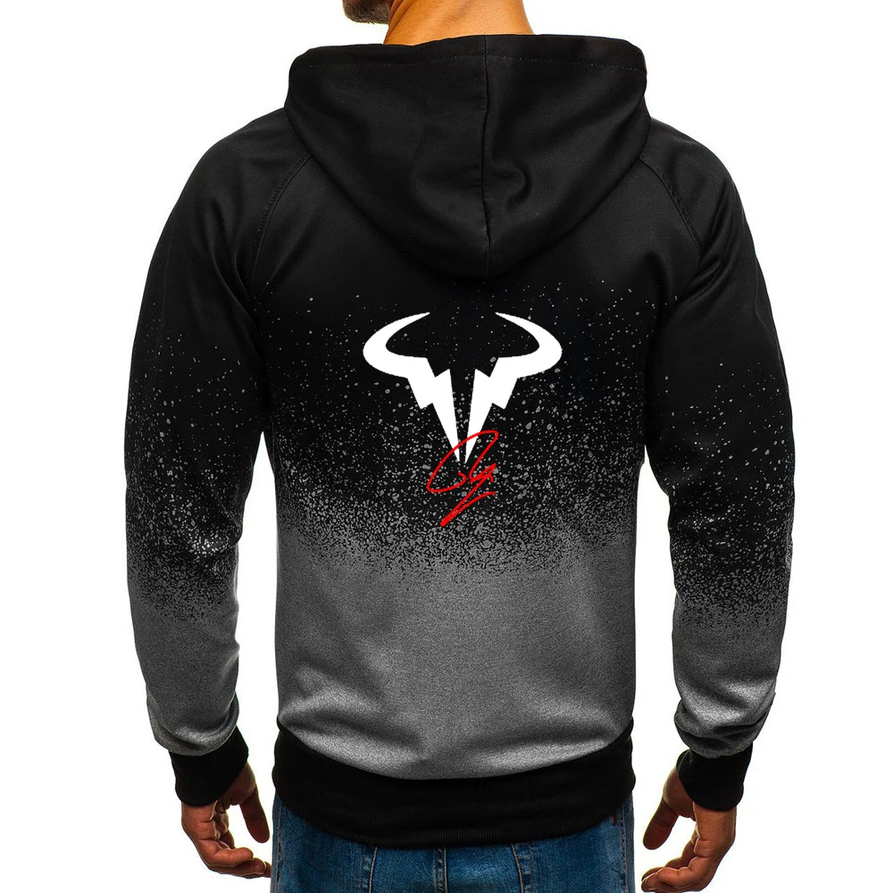 Rafael Nadal tennis player 2023 Men\'s Casual Fashion New Gradient Color Harajuku Hoodies Zipper Clothing Popular Coat Tops