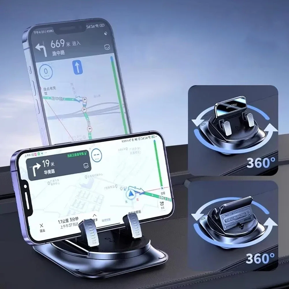 Universelle Auto-Handyhalterung Rutschfeste Auflage Armaturenbrett-Navigationshalter Unterstützungshalterung 360-Grad-Drehständer Auto-Zubehör
