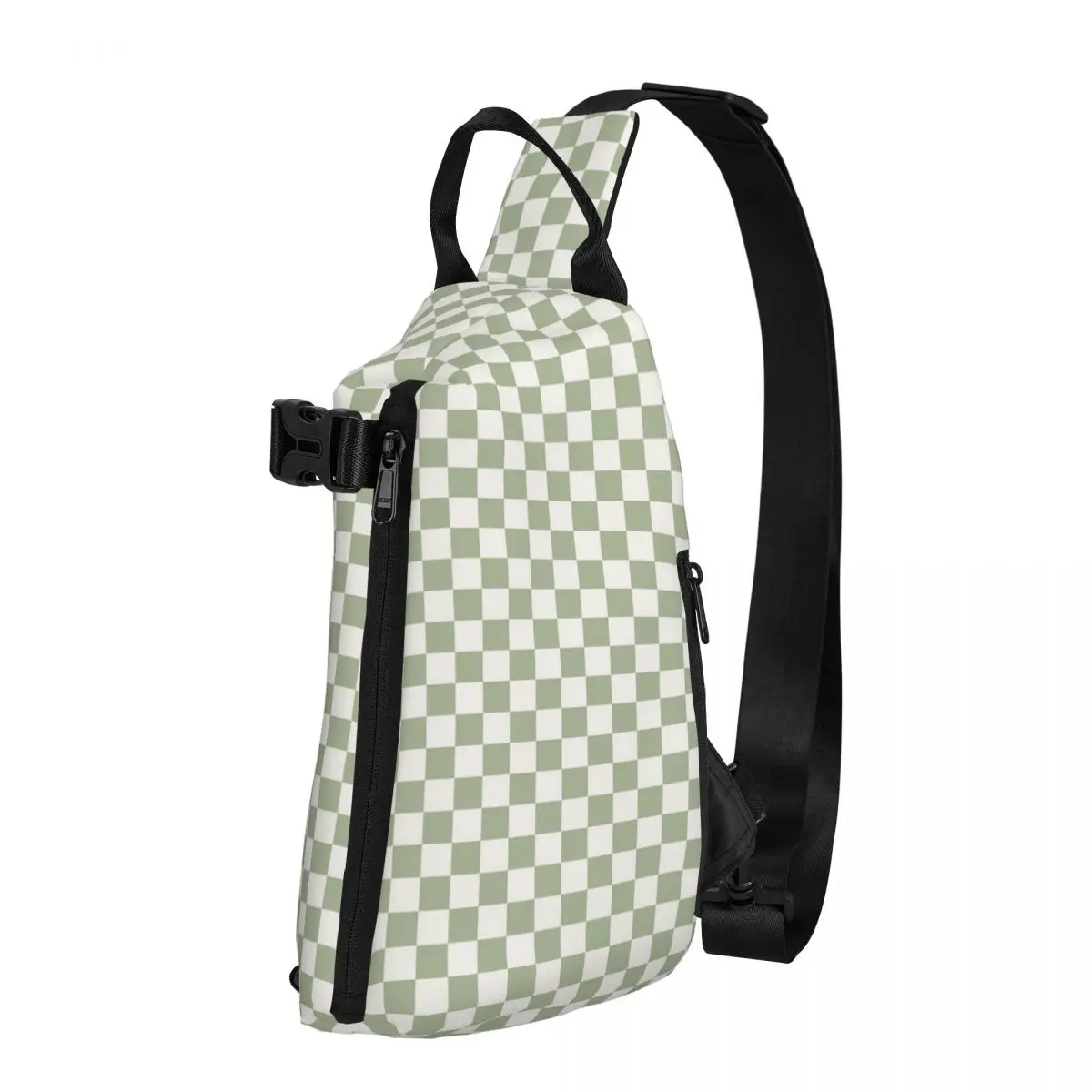 Checkerboard Mini Check Pattern Chest Bag Men Sling Crossbody Backpack Chest Bag Travel Hiking Daypack Shoulder Bag