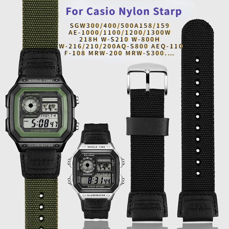 Nylon strap 18mm For Casio A1200 AE1300 A158 A159 F91W/F84/W735 AQ-S800 AEQ-110 W-218H watchband Men Sport Wrist band Bracelet