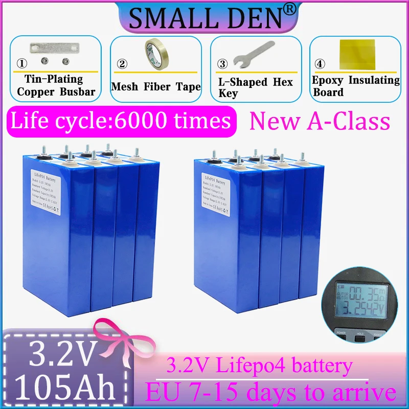 

Новая литий-железо-фосфатная аккумуляторная батарея EVE 3,2 В 105 Ач Lifepo4 для 12 В 24 В, кемпинговая тележка для гольфа, солнечный склад ЕС, без работы