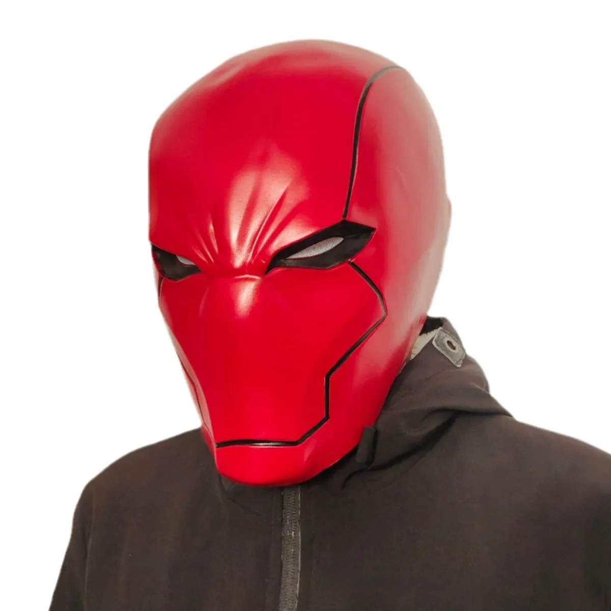 Rote Latex-Vollgesichtsmaske im Kriegerstil, Helm-Maske für Halloween, Karneval, Cosplay-Kostüm, Kopfbedeckung für Erwachsene, Party-Verkleidungs-Requisiten – Detail 2