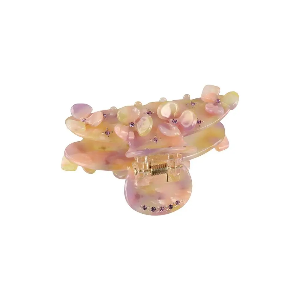 Mollette Bianco colorato fiore di cristallo diamante strass ornamenti per capelli artiglio per capelli in acetato fermagli per capelli fiore stile coreano