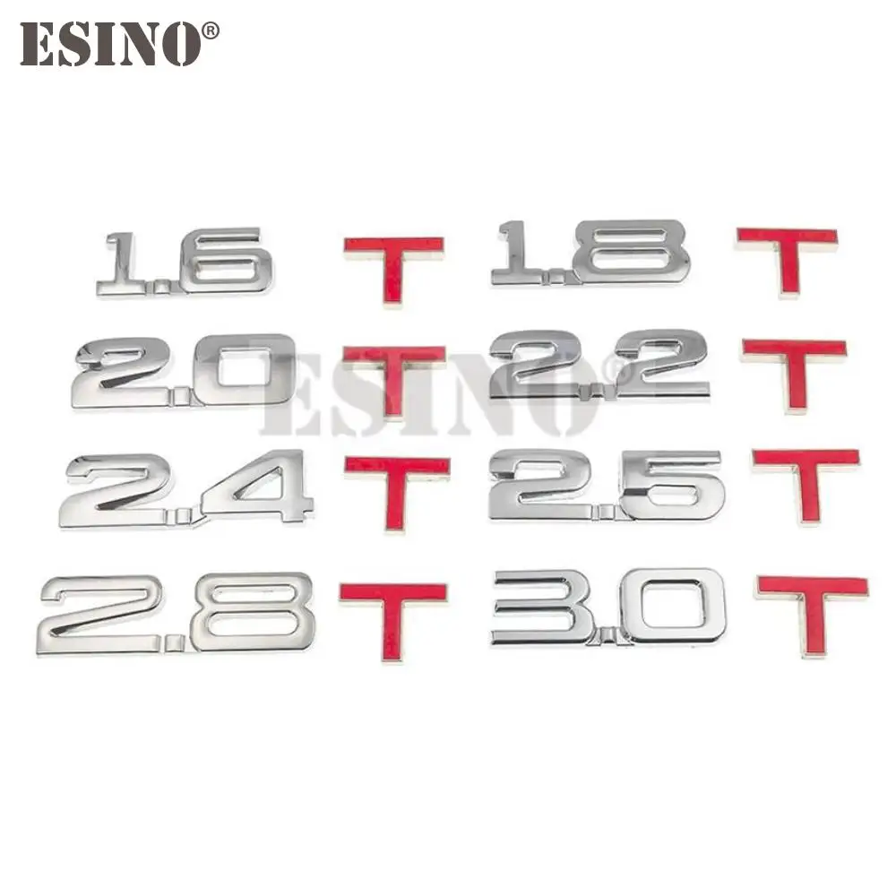 New Bumper Sticker Metal Emblem Decal Turbo TSI Rear Trunk Trim Badge Polish Chrome Red 1.5T 1.6T 1.8T 2.0T 2.2T 2.4T 2.5T 3.0T