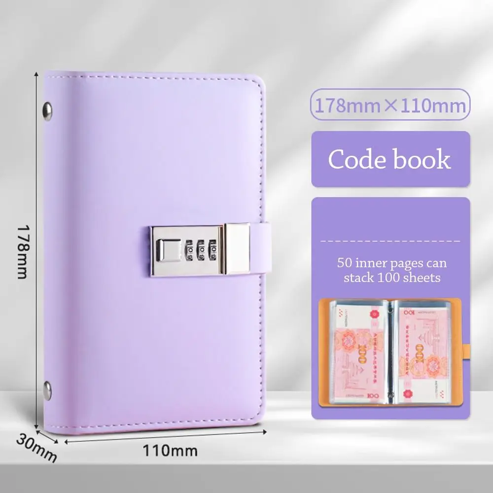 

Save Money 100 Envelopes Money Saving Challeng Large Capacity With Password Lock Mini Binder Savings Challenge PU Reusable