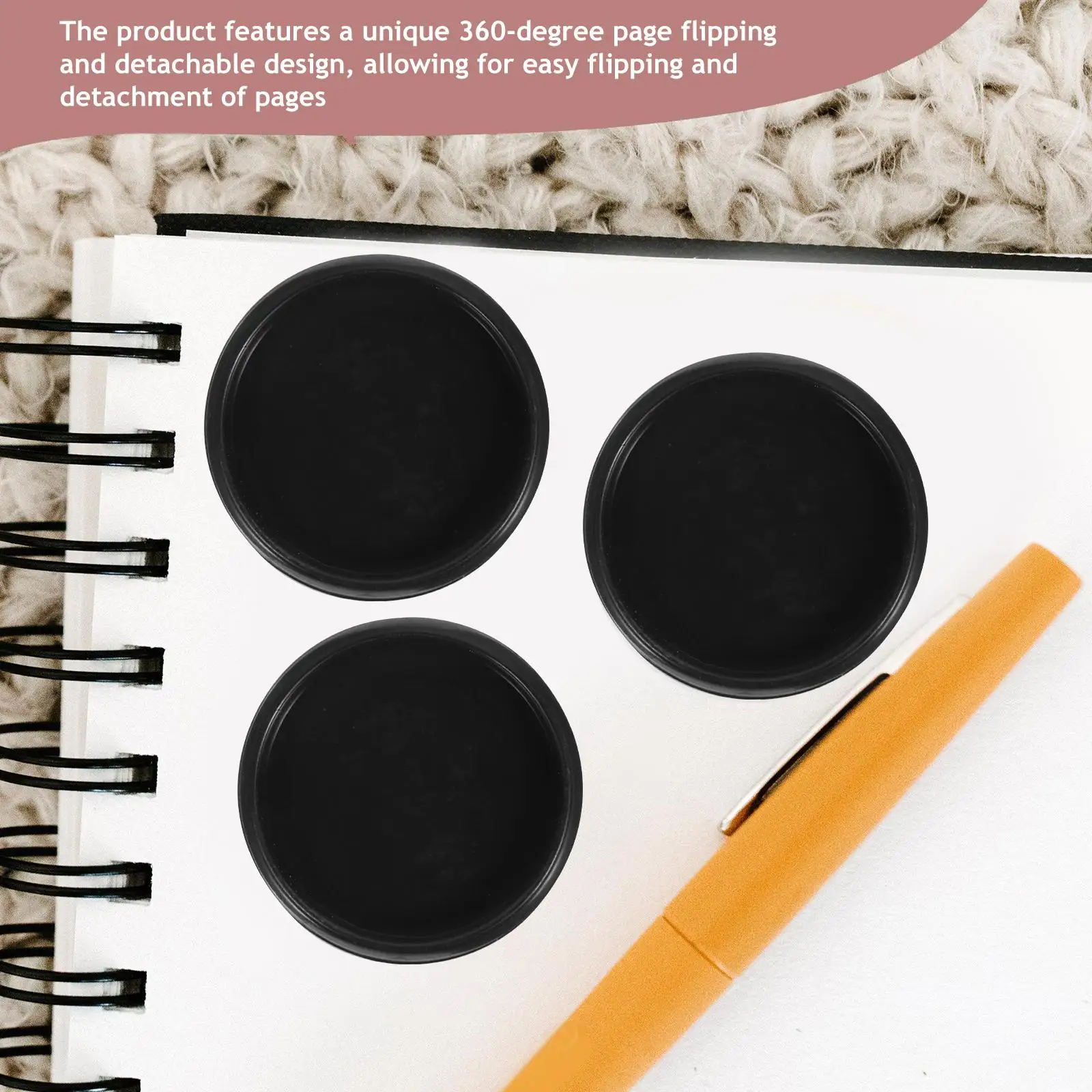 55 Pcs Mushroom Button Photo Album Planner Binder Rings Tool Disc Small Planners Binding Discs Black Loose Leaf