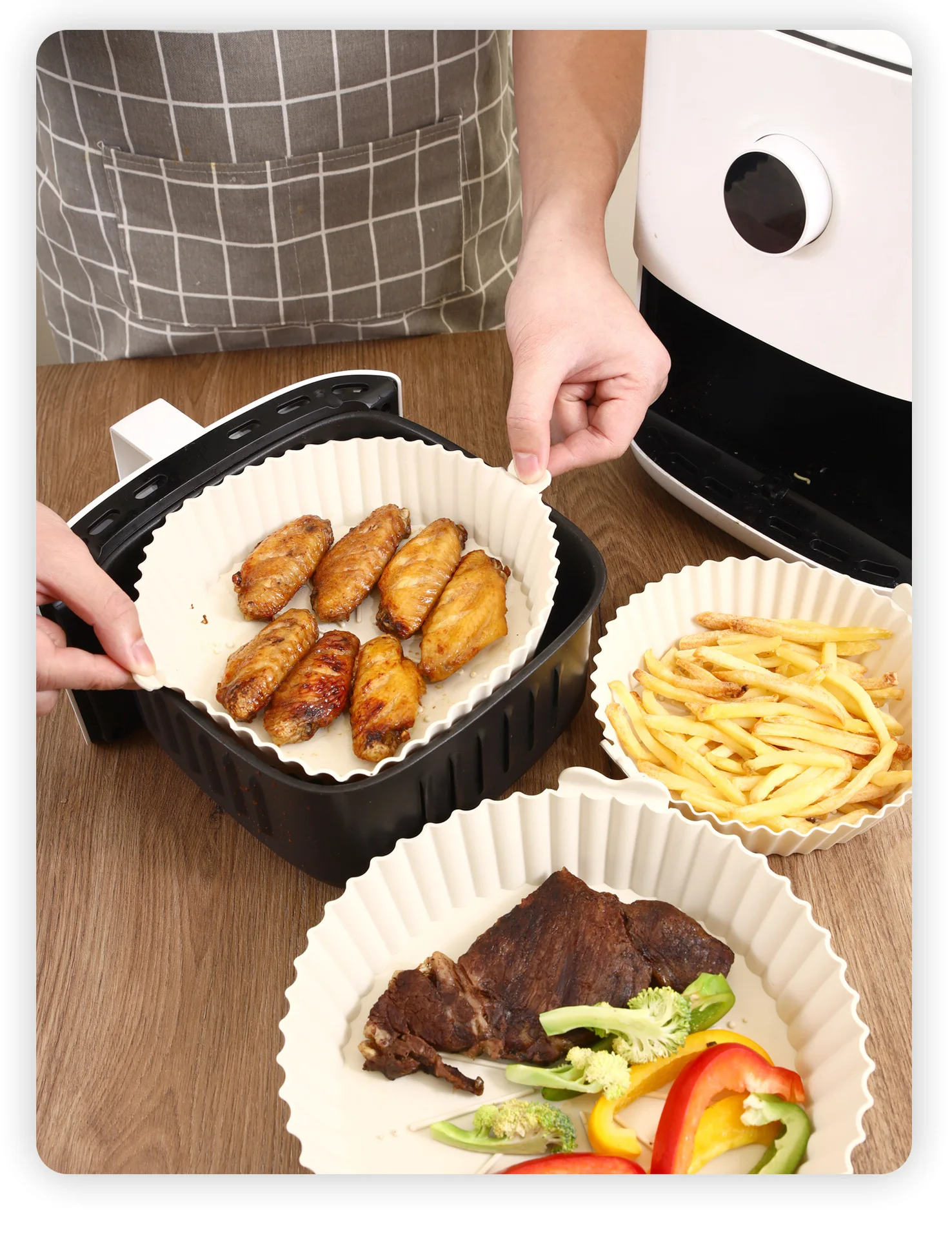 Air Fryer Baking Tray Reusable Silicone Baking Basket Grill Pan Food-Grade Safe Non-Stick Fryers Ovens Microwave Oven
