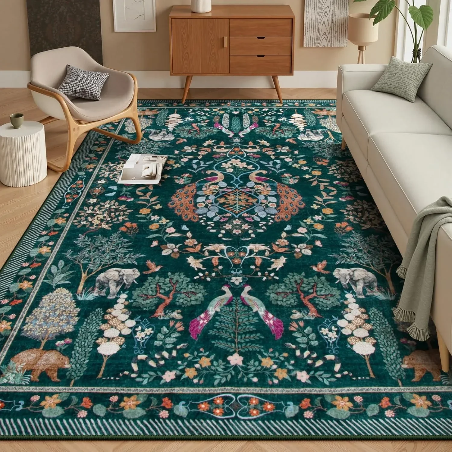 Living Room Carpet Stylish Retro Floral Large Area Bedroom Bedside Soft Floor Mat Leisure Area Coffee Table Rug Ковер Tapis 러그