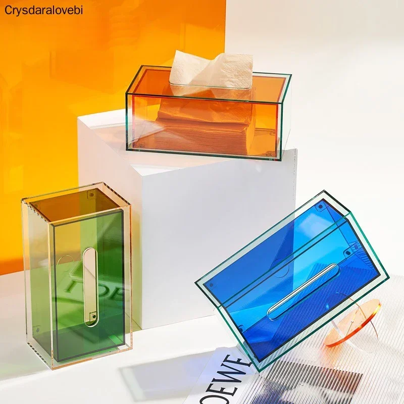 

Solid Acrylic Tissue Box Household Table Paper Storage Tray Napkin Paper Cover Rectangle Case Paper Holder Home Organizer
