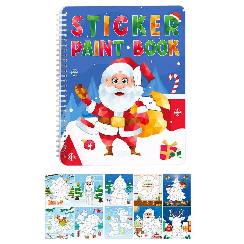 Paint By Stickers For Kids Christmas Theme Cartoon Activities Book Fine Motor Skills Toys Preschool Learning Activities