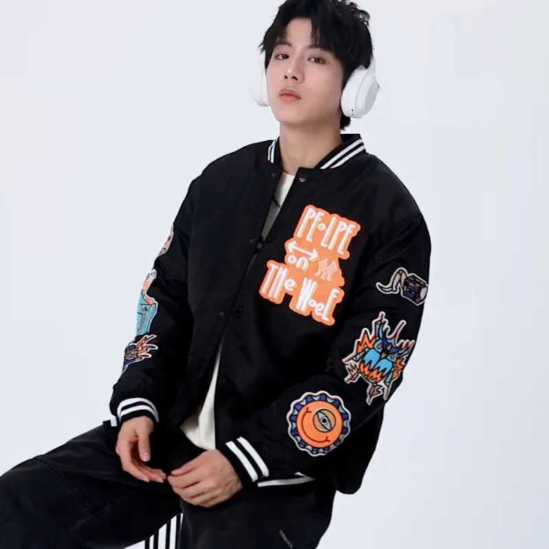 2024 mens fashion clothing trends bomber jacket punk rave korean Coat men embroidered Baseball Female windbreaker Uniform