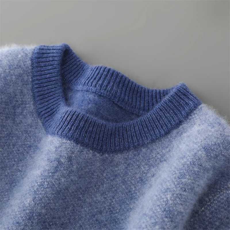 Men's thick Woolen Sweater Round neck color blocked Warm and Fashionable Pullover sweater Autumn/Winter New Business Casual Top