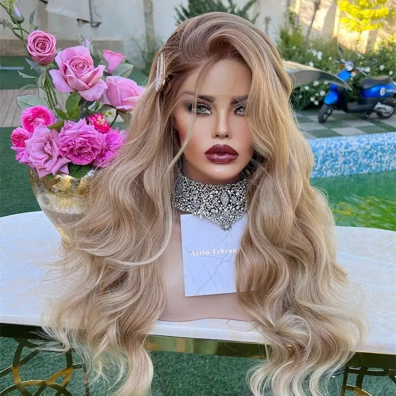 

13x4 Light Blonde Good Quality Synthetic Lace Front Wigs for Women Lady Wavy Wigs Free Part Heat Resistant Wigs Easy to Wear